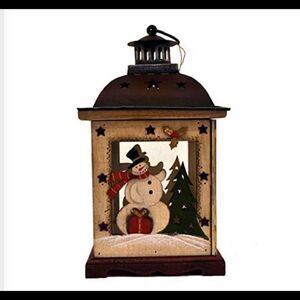 Wooden Snowman Lantern Decoration  
